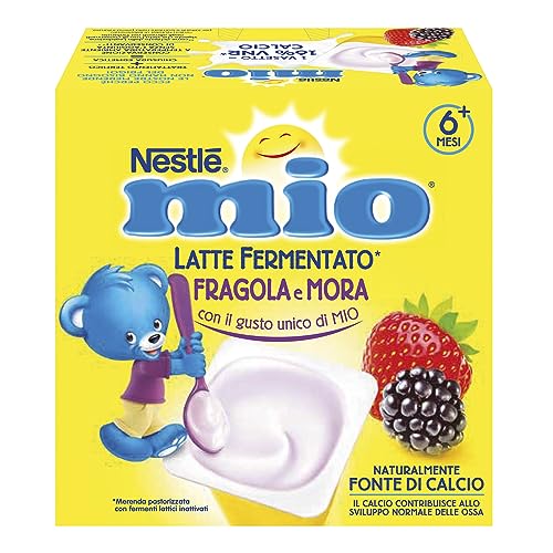 Mitac Merenda Latte Fermentato Fragola e Mora, 4 Vasetti da 100 g (400 g)