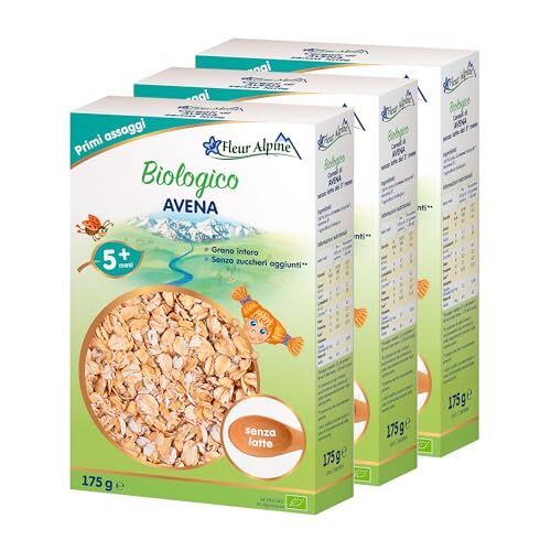 Alpine Baby Porridge  Set di 3 Baby Cereali all'Avena Biologici Porridge per Deliziose Colazioni Porridge nutriente senza glutine 4+ mesi senza zuccheri aggiunti Porzioni 3x7