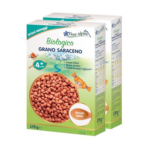 Alpine Baby Porridge  Confezione da 2 Baby Cereali di Grano Saraceno Biologici Porridge per Deliziose Colazioni Porridge nutriente senza glutine 4+ mesi senza zuccheri aggiunti Porzioni 2x7