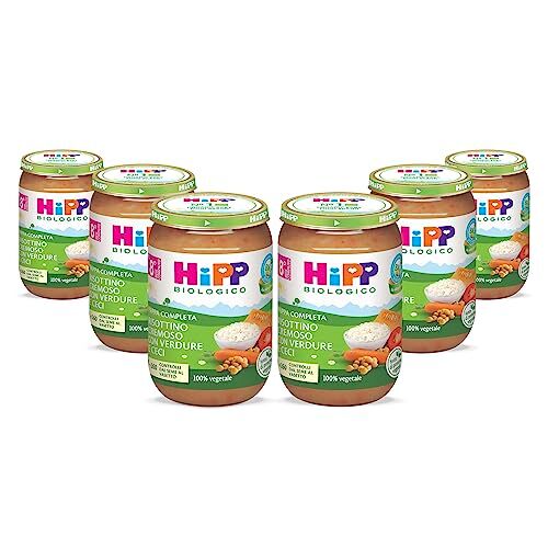 HiPP Pappa Pronta Completa Bio, Risottino Cremoso con Verdure e Ceci, per Bambini, 100% Vegetale, Senza Sale Aggiunto, 6 Vasetti da 220 gr