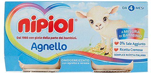 Nipiol Alimento per L'Infanzia con Agnello e Cereale Omogeneizzato, 2 x 80g