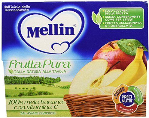 Mellin Frutta Pura Mela e Banana 24 Vasetti da 100 gr