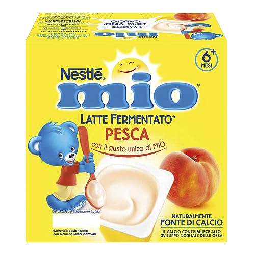 Mitac Merenda Latte Fermentato Pesca, 4 Vasetti da 100 g (400 g)