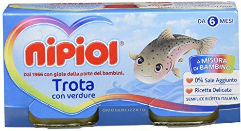 Nipiol Omogeneizzato di Pesce Trota 2 vasetti da 80 gr Totale: 1.92 kg