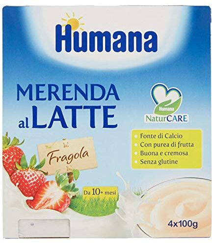 Humana Merenda Al Latte Fragola Pacco Da 4 X 100 Gram Totale: 400 Gram