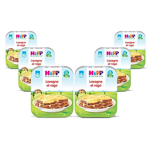 HiPP Piatto Pronto Bio, Lasagne al Ragù, per Bambini, con Ingredienti Biologici, 6 Confezioni da 250 gr