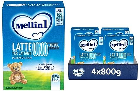 Mellin 1 Latte in Polvere per Lattanti dalla nascita al 6° Mese Confezione da 3200 grammi (4 confezioni da 800g)