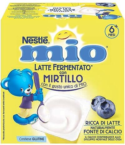 Mitac Merenda Latte Fermentato Mirtillo, 4 Vasetti da 100 g (400 g)