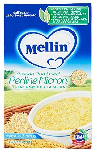 Mellin Perline Micron, Pastina Primi Mesi, Alimento per l'Infanzia 12 Pezzi da 350 g