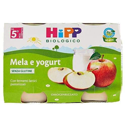 HiPP Biologico Omogeneizzato con Mela e Yogurt, 2 x 125g