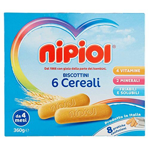 Nipiol Biscottini 6 Cereali, 2 Minerali, 4 Vitamine 4 pezzi da 360 g [1440 g]