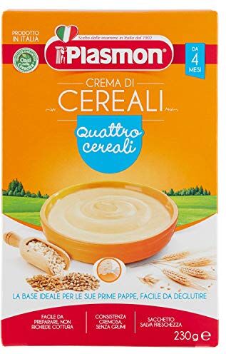 Plasmon Crema di Cereali Quattro Cereali 230g Con Ingredienti selezionati, La base ideale per la pappa