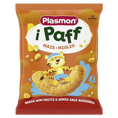 Plasmon Snack i Paff Mais e Miglio 15gr 5 Confezioni Snack non fritti e senza sale aggiunto, perfetti per le manine del tuo bambino