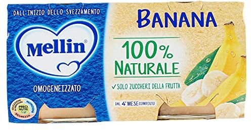 Mellin Omogeneizzato Banana 12 confezioni da 2 pezzi da 100 g [24 pezzi, 2400 g]