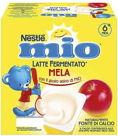 Mitac Merenda Latte Fermentato Mela, 4 Vasetti da 100 g (400 g)