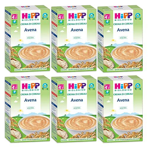 HiPP Crema di Cereali Istantanea per Neonati, con Avena 100% Biologica, Senza Zuccheri Aggiunti, 6 Confezioni da 200 gr