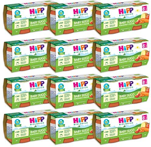 HiPP Baby Sugo Biologico per Bambini, Gusto Pomodoro e Verdure, Senza Aggiunta di Sale e Aromi, 24 Vasetti da 80 g