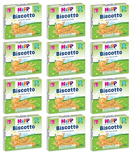 HiPP Biscotto Solubile per Bambini, con Cereali Bio, in Pratiche Monoporzioni, 12 Confezioni da 360 gr