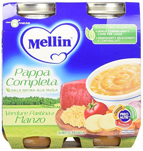 Mellin Pappa Completa Verdure Pastina e Manzo 12 Vasetti x 250 gr