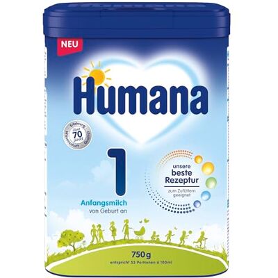 Humana 1 in polvere nuova formula per Neonati,750g, Confezione da 4 Humana 1 in polvere nuova formula per Neonati,750g, Confezione da 4