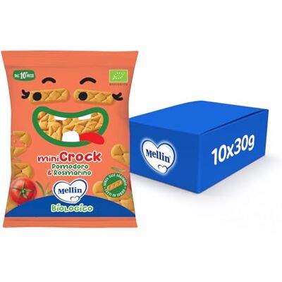 Mellin MiniCrock Pomodoro e Rosmarino Snack Biologico, per Bambini dal 10° Mese Compiuto 10 Confezioni da 30 grammi (Totale 300gr) Mellin MiniCrock Pomodoro e Rosmarino Snack Biologico, per Bambini dal 10° Mese Compiuto 10 Confezioni da 30 grammi (Totale 300gr)