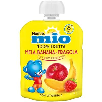 Nestlé MIO Merenda 100% Frutta Fragola Banana e Mela da spremere, 16 Pouch da 90ml (1,44L) Nestlé MIO Merenda 100% Frutta Fragola Banana e Mela da spremere, 16 Pouch da 90ml (1,44L)