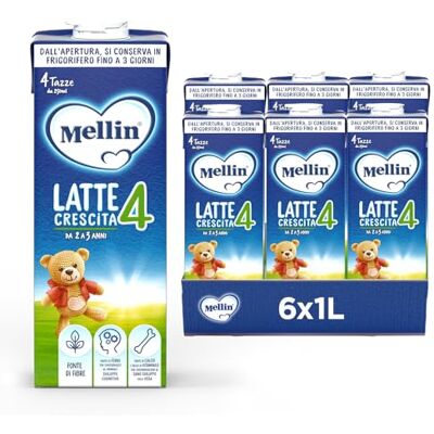 Mellin 4 Latte di Crescita Liquido per Bambini dal 2° anno compiuto al 3° anno, Pronto all'uso Formato Convenienza da 6 litri (6x1L) Mellin 4 Latte di Crescita Liquido per Bambini dal 2° anno compiuto al 3° anno, Pronto all'uso Formato Convenienza da 6 litri (6x1L)