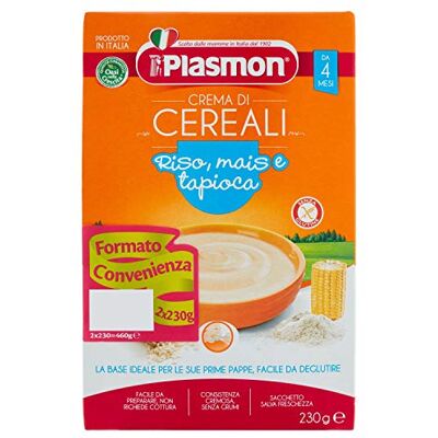 Plasmon Crema ai cereali Riso, mais, tapioca 2 x 230 g Plasmon Crema ai cereali Riso, mais, tapioca 2 x 230 g