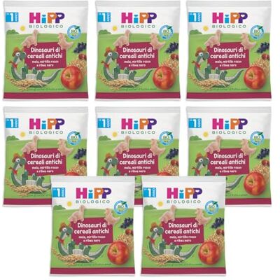 HiPP Dinosauri ai Cereali Antichi, Snack Biologico per Bambini con Mirtilli Rossi e Ribes Nero, 9 Confezioni da 30 gr HiPP Dinosauri ai Cereali Antichi, Snack Biologico per Bambini con Mirtilli Rossi e Ribes Nero, 9 Confezioni da 30 gr