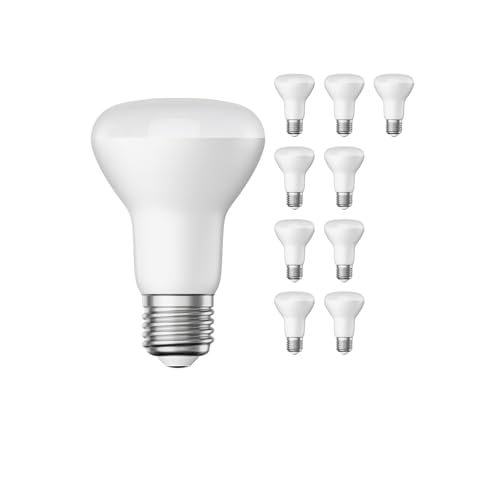 ledscom.de 10 pezzi E27 Lampadina LED, R63, bianco caldo (2700 K), 8 W, 750lm, opaca