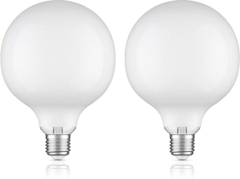 ledscom.de 2 pezzi E27 lampadina LED, G125, bianco caldo (2700 K), 4 W, 550lm, vetro smerigliato extra opaco