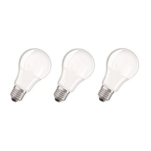Osram LED Base Classic A Lampadina E27, 8.5W, 60 W, Luce Bianco Caldo, Confezione con 3 pezzi