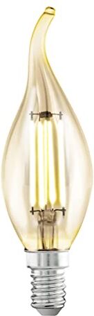 Eglo E14 LED, lampadina a forma di candela, illuminazione retrò a vintage color ambra, 4 Watt (equivalente a 26 Watt), 270 lumen, luce bianco caldo, 2200k, lampadina Edison CF35, Ø 3,5 cm