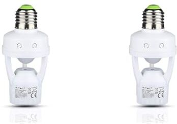 V-TAC Portalampada E27 con Sensore di Movimento per Lampadine E27 Max 60W (Confezione da 2)