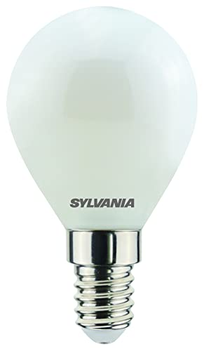 SYLVANIA Lampadina a LED, attacco E14, 470 lumen, Homelight (2700 Kelvin), potenza 4,5 Watt, durata 15000 ore, diametro 35 mm, lunghezza 80 mm, pallone trasparente a goccia
