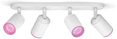 Philips White and Color Ambiance Fugato Faretto Smart , 4 Punti Luce, Orientabili, Bluetooth, Dimmerabile, Attacco GU10, Lampadine Incluse, Bianco