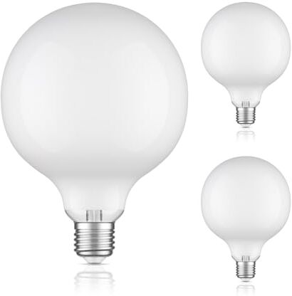 ledscom.de 3 pezzi E27 Lampadina LED, G125, bianco caldo (2700 K), 6,2 W, 845lm, vetro smerigliato extra opaco