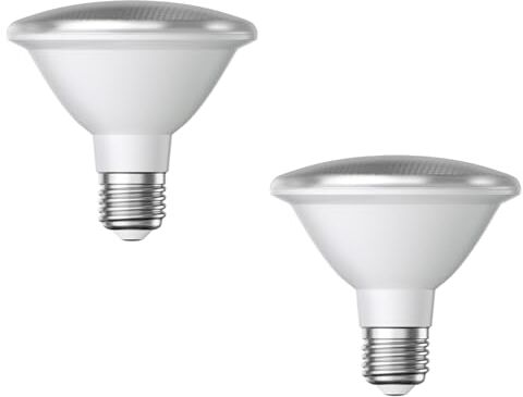 ledscom.de 2 pezzi lampadina LED E27, PAR30 collo corto, bianco (4200 K), 13 W, 1025lm, 43°, specchio riflettore (argento)