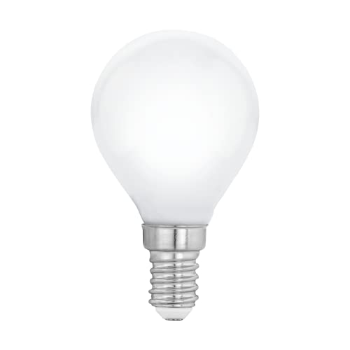 Eglo E14 LED dimmerabile, lampadina opalina a forma di goccia, 4,5 Watt (equivalente a 40 Watt), 806 lumen, luce bianca calda, 2700k, lampadina P45, Ø 4,5 cm