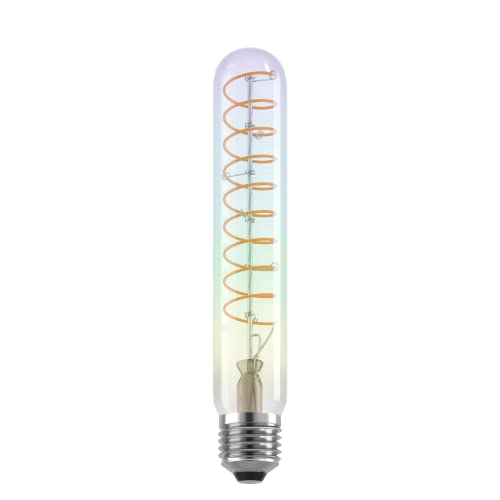 Eglo lampadina LED E27 dimmerabile colorata, lampadina a spirale scintillante a forma di tubo, lampadina arcobaleno, 4 Watt, 200 Lumen, bianco caldo, 2000k, lampadina Edison T30, Ø 3 cm