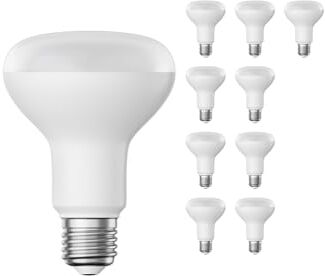 ledscom.de 10 pezzi E27 Lampadina LED, R80, bianco caldo (2700 K), 10 W, 935lm, opaca