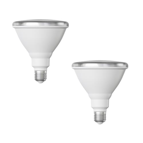 ledscom.de 2 pezzi E27 lampadina LED, PAR38 collo corto, bianco (4000 K), 14,9 W, 1395lm, 41°, specchio riflettore (argento)