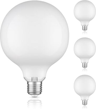 ledscom.de 4 pezzi E27 Lampadina LED, G125, bianco caldo (2700 K), 4 W, 550lm, vetro satinato extra opaco