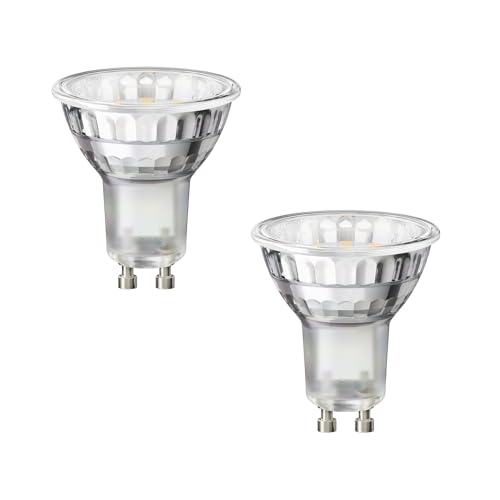 ledscom.de 2 lampadine LED GU10, PAR16, bianco caldo (3000 K), 2,4 W, 227lm, 119°, specchio riflettente (argento)