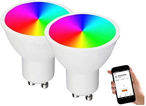 LEDLUX 2 Pièces GU10 WIFI Led Spot, Lampes Led Intelligentes, RGB + CCT, APP Dimmable, Compatible Avec Amazon Alexa Google Home (4,5)