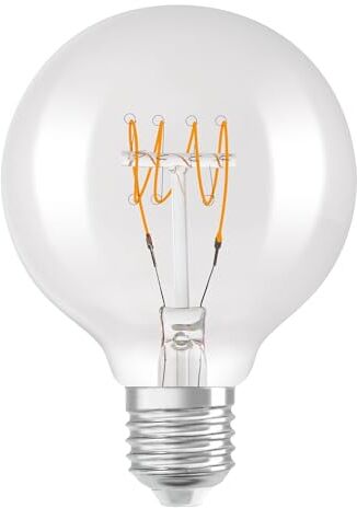 OSRAM Lampada LED Vintage 1906 Classic Globe80 FIL, E27, globo, trasparente, 4.8W, 470lm, 2700K, luce bianca calda, dimmerabile, filamento ultra sottile, basso consumo energetico, lunga durata