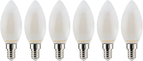 SYLVANIA Candela, lampadina LED smerigliata, dimmerabile, E14, 4,5 W, 470 lumen, bianco caldo 2700 K, confezione da 6