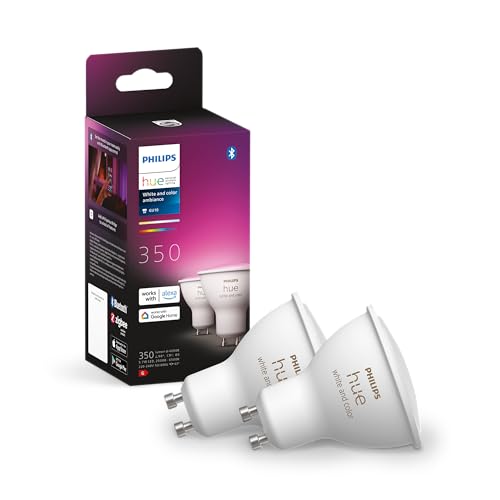 Philips White and Color Ambiance Faretti Smart Led, Bluetooth, Dimmerabili, GU10, 4.3 W, 2 Pezzi