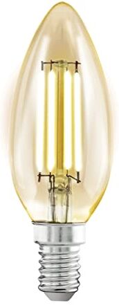 Eglo E14 LED, lampadina dorata vintage a forma di candela, illuminazione retro a vintage, 4 Watt (equivalente 26 Watt), 270 Lumen, luce bianco caldo, 1700k, lampadina Edison C35, Ø 3,5 cm