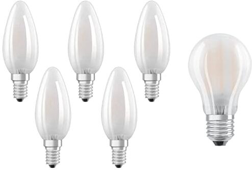 Osram Lampadine LED Candela, 4W Equivalenti 40W, Attacco E14, Luce Calda 2700K, Confezione da 5 & Lampadine LED Goccia, 7W Equivalenti 60W, Attacco E27, Luce Calda 2700K, Confezione da 5